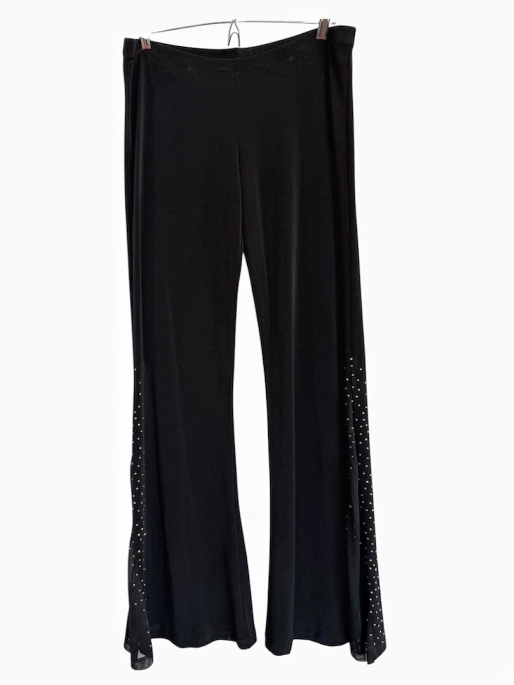 LIPSTICK Women’s Y2K Black w/ Rhinestone Embellished Flare Pants - NEW - Large